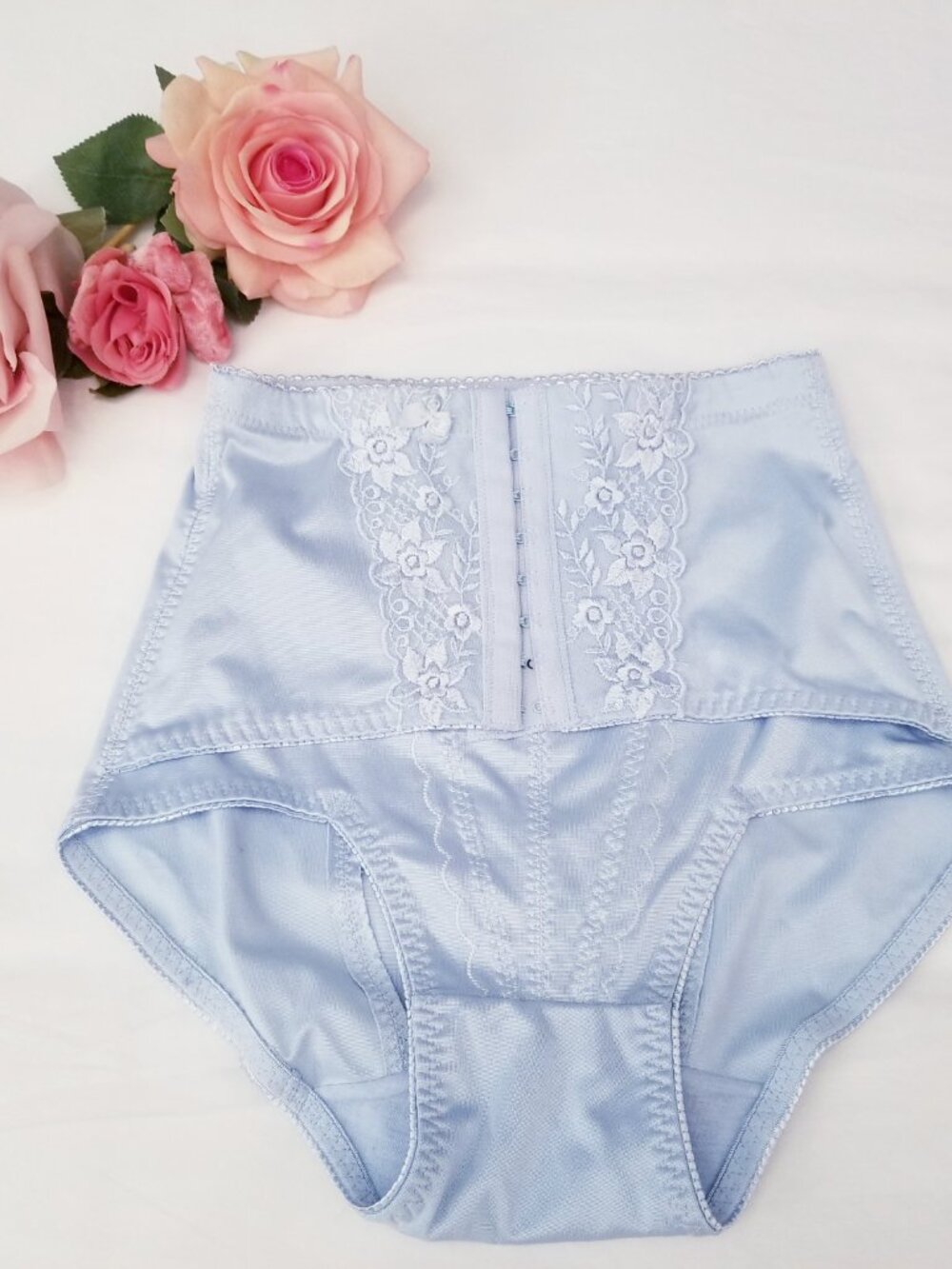 Vintage Lucy Intimates Powder Blue Satin Shaping Panty * Ladies Size Small